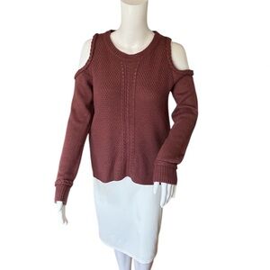 Charlotte Russe Women's Acrylic Knitted Sweater Size S Round Neck Shoulder Slit